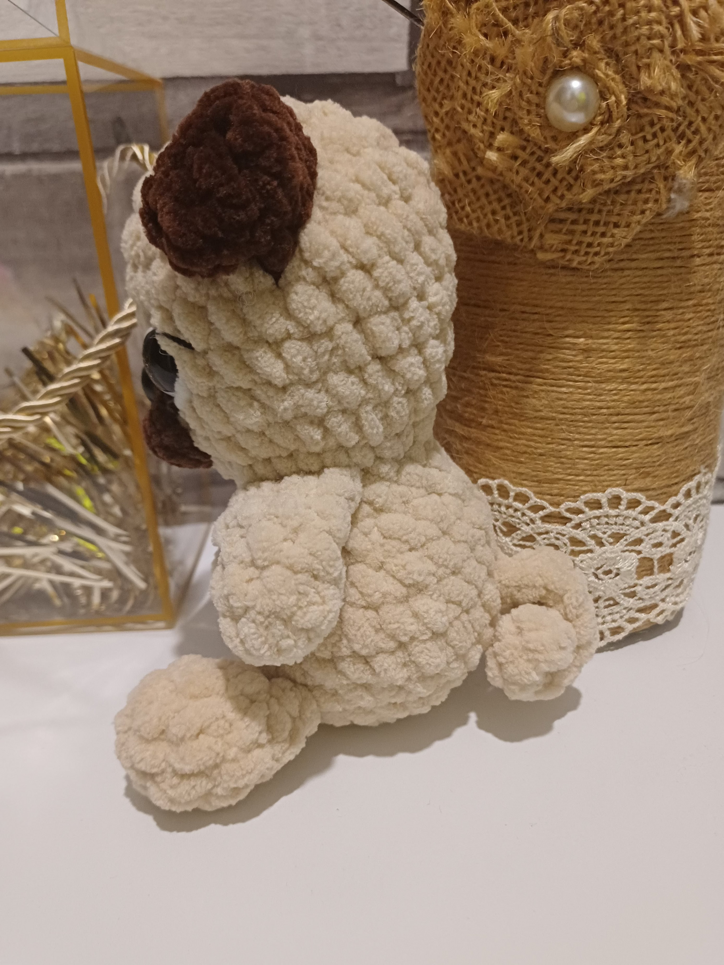 Crochet mini pug plushie dog